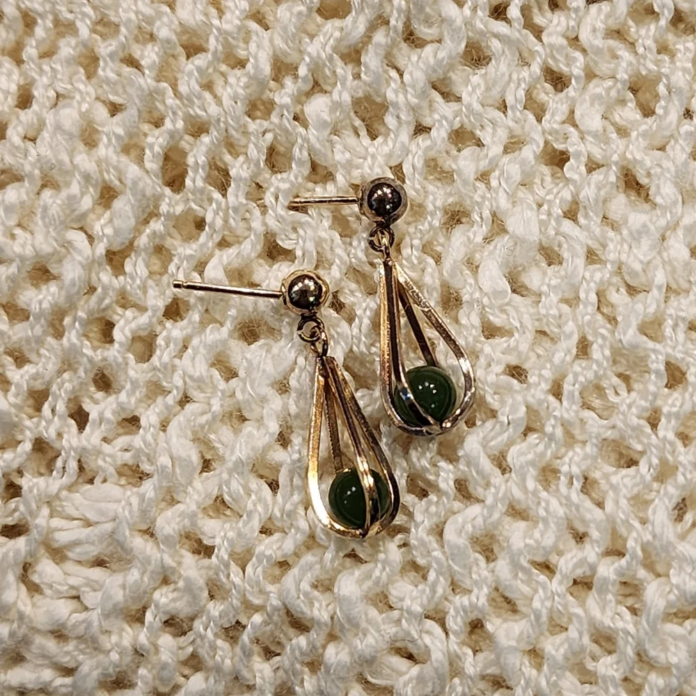 Vintage Gold Toned Dangle Drop Cage Earrings